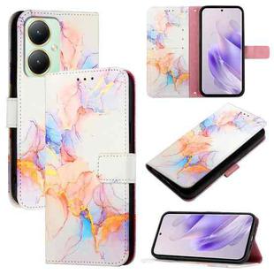 For vivo Y27 4G Global PT003 Marble Pattern Flip Leather Phone Case(Marble White)