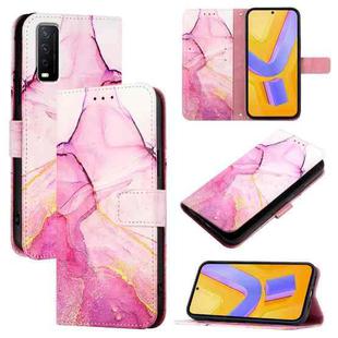 For vivo Y30 4G Global PT003 Marble Pattern Flip Leather Phone Case(Pink Purple Gold)