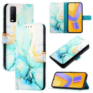 For vivo Y30 4G Global PT003 Marble Pattern Flip Leather Phone Case(Green)