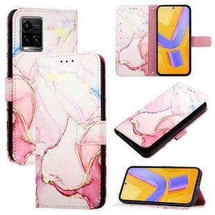 For vivo Y33s 4G Global / Y21 2021 / Y21s PT003 Marble Pattern Flip Leather Phone Case(Rose Gold)