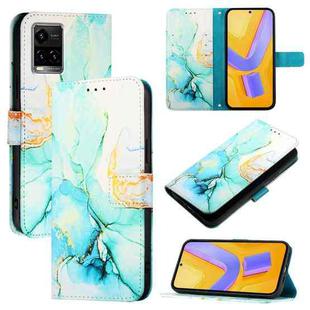 For vivo Y33s 4G Global / Y21 2021 / Y21s PT003 Marble Pattern Flip Leather Phone Case(Green)