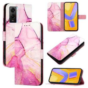 For vivo Y55s 5G 2023 / Y55 5G / Y75 5G PT003 Marble Pattern Flip Leather Phone Case(Pink Purple Gold)