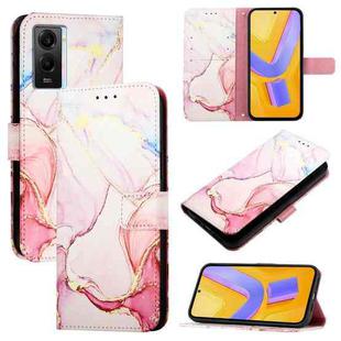 For vivo Y55s 5G 2023 / Y55 5G / Y75 5G PT003 Marble Pattern Flip Leather Phone Case(Rose Gold)