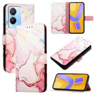 For vivo Y56 5G / Y16 4G / Y02s 4G PT003 Marble Pattern Flip Leather Phone Case(Rose Gold)