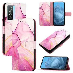 For vivo Y76 5G PT003 Marble Pattern Flip Leather Phone Case(Pink Purple Gold)