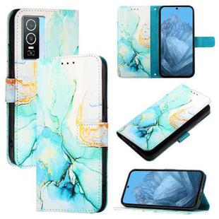 For vivo Y76 5G PT003 Marble Pattern Flip Leather Phone Case(Green)