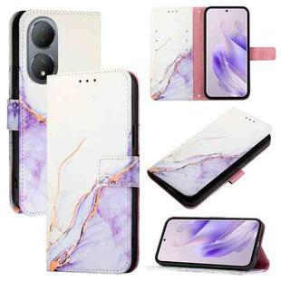 For vivo Y100 5G Global PT003 Marble Pattern Flip Leather Phone Case(White Purple)