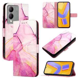 For vivoy Y17s 4G Global / Y17s 5G India PT003 Marble Pattern Flip Leather Phone Case(Pink Purple Gold)