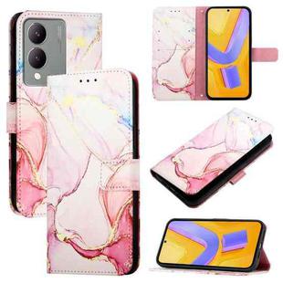 For vivoy Y17s 4G Global / Y17s 5G India PT003 Marble Pattern Flip Leather Phone Case(Rose Gold)