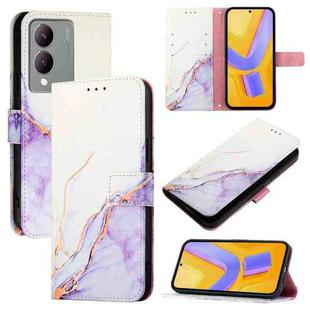 For vivoy Y17s 4G Global / Y17s 5G India PT003 Marble Pattern Flip Leather Phone Case(White Purple)