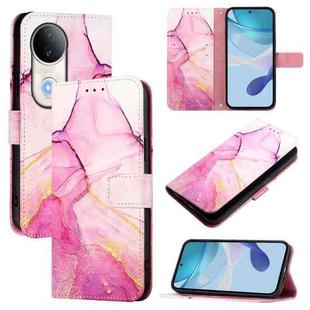 For vivo S20 PT003 Marble Pattern Flip Leather Phone Case(Pink Purple Gold)