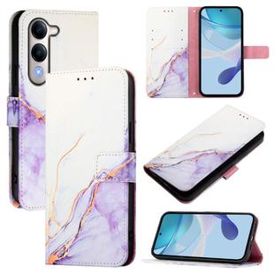 For vivo Y29s 5G / Y04 4G PT003 Marble Pattern Flip Leather Phone Case(White Purple)