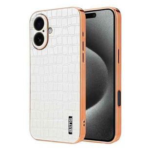 For iPhone 17 AZNS Electroplated Frame Crocodile Texture Full Coverage Phone Case(White)