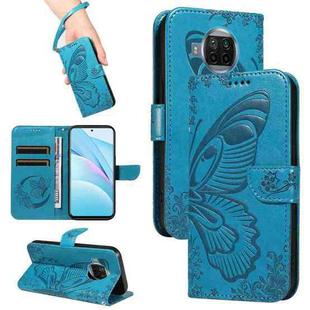 For Xiaomi Mi 10T Lite 5G Swallowtail Butterfly Embossed Leather Phone Case(Blue)