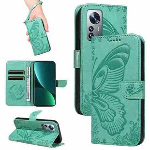 For Xiaomi 12 Pro Swallowtail Butterfly Embossed Leather Phone Case(Green)