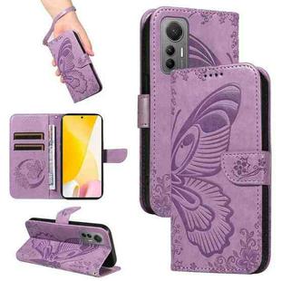 For Xiaomi 12 Lite Swallowtail Butterfly Embossed Leather Phone Case(Purple)