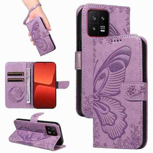 For Xiaomi 13 Swallowtail Butterfly Embossed Leather Phone Case(Purple)