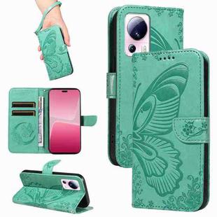 For Xiaomi 13 Lite Swallowtail Butterfly Embossed Leather Phone Case(Green)