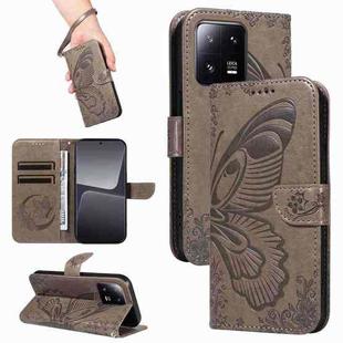 For Xiaomi 13 Pro Swallowtail Butterfly Embossed Leather Phone Case(Grey)
