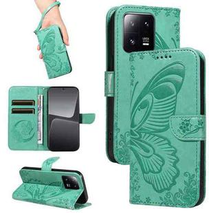 For Xiaomi 13 Pro Swallowtail Butterfly Embossed Leather Phone Case(Green)