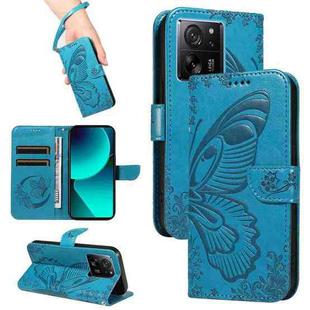 For Xiaomi 13T / 13T Pro Swallowtail Butterfly Embossed Leather Phone Case(Blue)