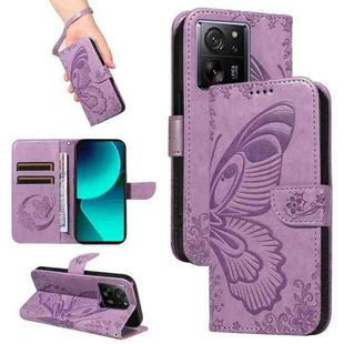 For Xiaomi 13T / 13T Pro Swallowtail Butterfly Embossed Leather Phone Case(Purple)