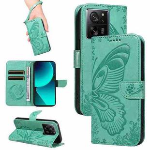 For Xiaomi 13T / 13T Pro Swallowtail Butterfly Embossed Leather Phone Case(Green)