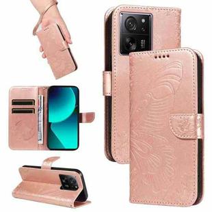 For Xiaomi 13T / 13T Pro Swallowtail Butterfly Embossed Leather Phone Case(Rose Gold)