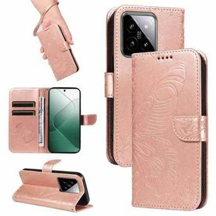 For Xiaomi 14 Swallowtail Butterfly Embossed Leather Phone Case(Rose Gold)