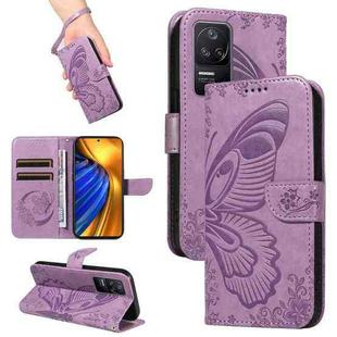 For Xiaomi Poco F4 5G / Redmi K40S Swallowtail Butterfly Embossed Leather Phone Case(Purple)