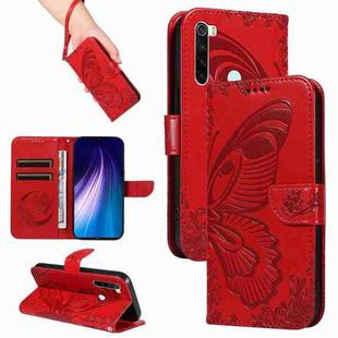 For Xiaomi Redmi Note 8 Swallowtail Butterfly Embossed Leather Phone Case(Red)