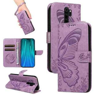 For Xiaomi Redmi Note 8 Pro Swallowtail Butterfly Embossed Leather Phone Case(Purple)