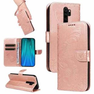 For Xiaomi Redmi Note 8 Pro Swallowtail Butterfly Embossed Leather Phone Case(Rose Gold)