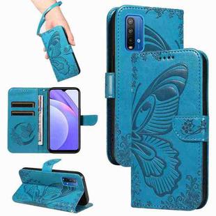 For Xiaomi Redmi 10X 4G / Note 9 4G Swallowtail Butterfly Embossed Leather Phone Case(Blue)