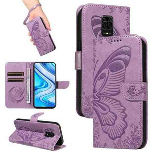 For Xiaomi Redmi Note 9 Pro 4G / Note 9S Swallowtail Butterfly Embossed Leather Phone Case(Purple)