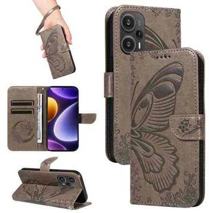 For Xiaomi Redmi Note 12 Turbo / Poco F5 Swallowtail Butterfly Embossed Leather Phone Case(Grey)