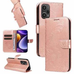 For Xiaomi Redmi Note 12 Turbo / Poco F5 Swallowtail Butterfly Embossed Leather Phone Case(Rose Gold)