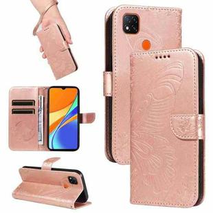 For Xiaomi Redmi 9C Swallowtail Butterfly Embossed Leather Phone Case(Rose Gold)