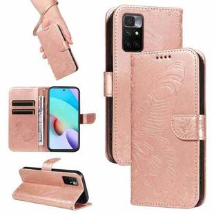 For Xiaomi Redmi 10 4G / 10 Prime Swallowtail Butterfly Embossed Leather Phone Case(Rose Gold)