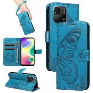 For Xiaomi Redmi 10A Swallowtail Butterfly Embossed Leather Phone Case(Blue)