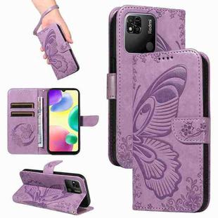 For Xiaomi Redmi 10A Swallowtail Butterfly Embossed Leather Phone Case(Purple)