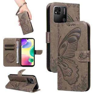 For Xiaomi Redmi 10A Swallowtail Butterfly Embossed Leather Phone Case(Grey)