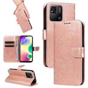 For Xiaomi Redmi 10A Swallowtail Butterfly Embossed Leather Phone Case(Rose Gold)