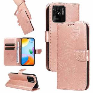 For Xiaomi Redmi 10C Swallowtail Butterfly Embossed Leather Phone Case(Rose Gold)