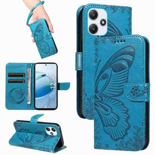 For Xiaomi Poco M6 Pro 5G Swallowtail Butterfly Embossed Leather Phone Case(Blue)