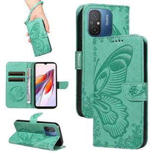 For Xiaomi Redmi 11A 4G Swallowtail Butterfly Embossed Leather Phone Case(Green)