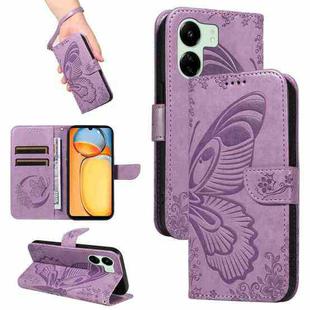 For Xiaomi Redmi 13C / Poco C65 Swallowtail Butterfly Embossed Leather Phone Case(Purple)
