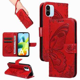 For Xiaomi Redmi A1 Swallowtail Butterfly Embossed Leather Phone Case(Red)