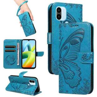 For Xiaomi Redmi A1+ Swallowtail Butterfly Embossed Leather Phone Case(Blue)