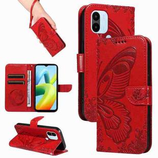For Xiaomi Redmi A1+ Swallowtail Butterfly Embossed Leather Phone Case(Red)